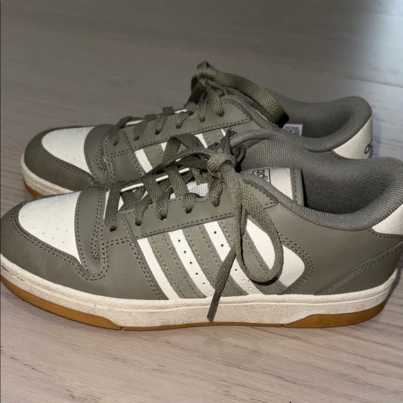 Adidas Olive and White Sneakers - Picture 3 of 7